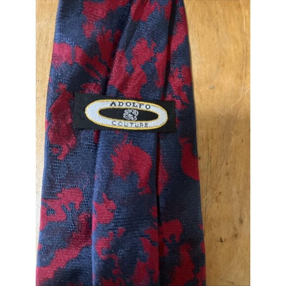 VTG ADOLFO Couture Abstract Blue&red Neck Tie Designer Professional 57x3.75in - Picture 4 of 4